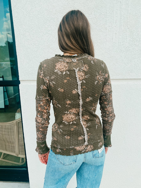 Free People - Clover Printed Thermal - ARMY COMBO