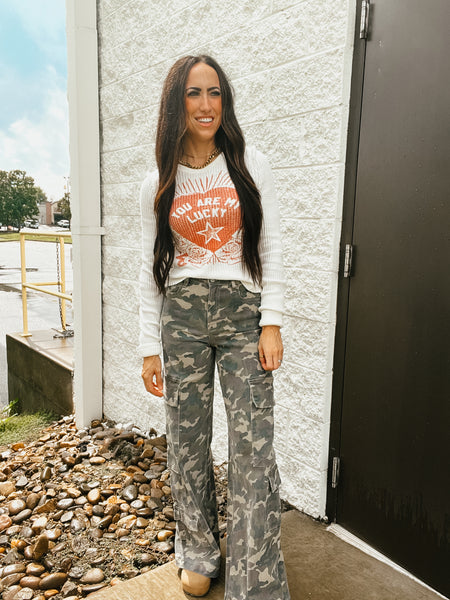 Hidden - Nori Camo Wide Leg Cargo Jeans