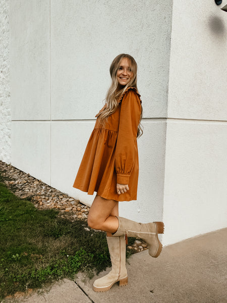 Bronze Belle Peter Pan Collar Mini Dress