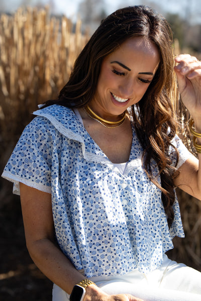 Free People - Truly Yours Printed Blouse - IVORY COMBO - DAISY