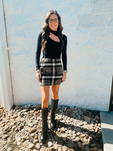 Brownstone Plaid Mini Skirt