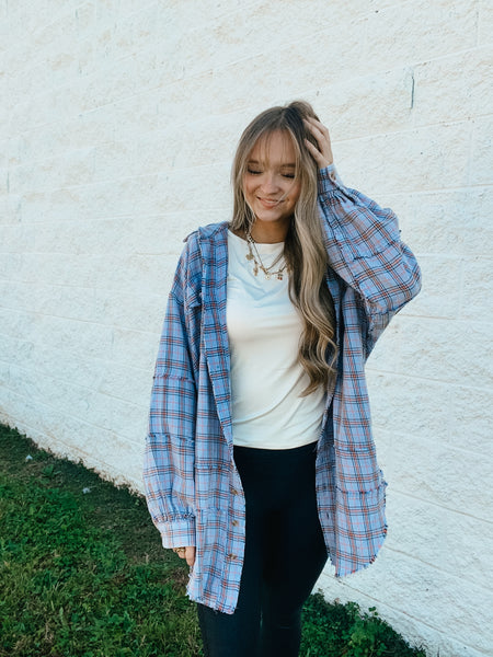 Peri Blue Plaid Perfection Flannel Tunic