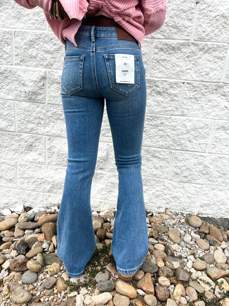 Hidden -HAPPI - Front Pocket Mid Rise Flare - 31" Inseam