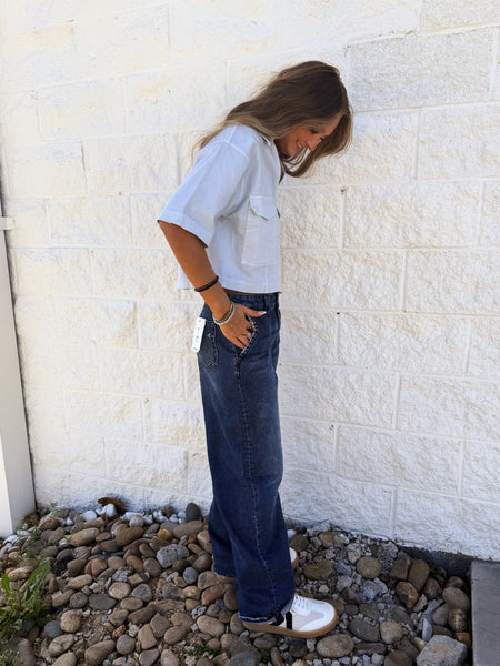 Morning Dew Blue Denim Top
