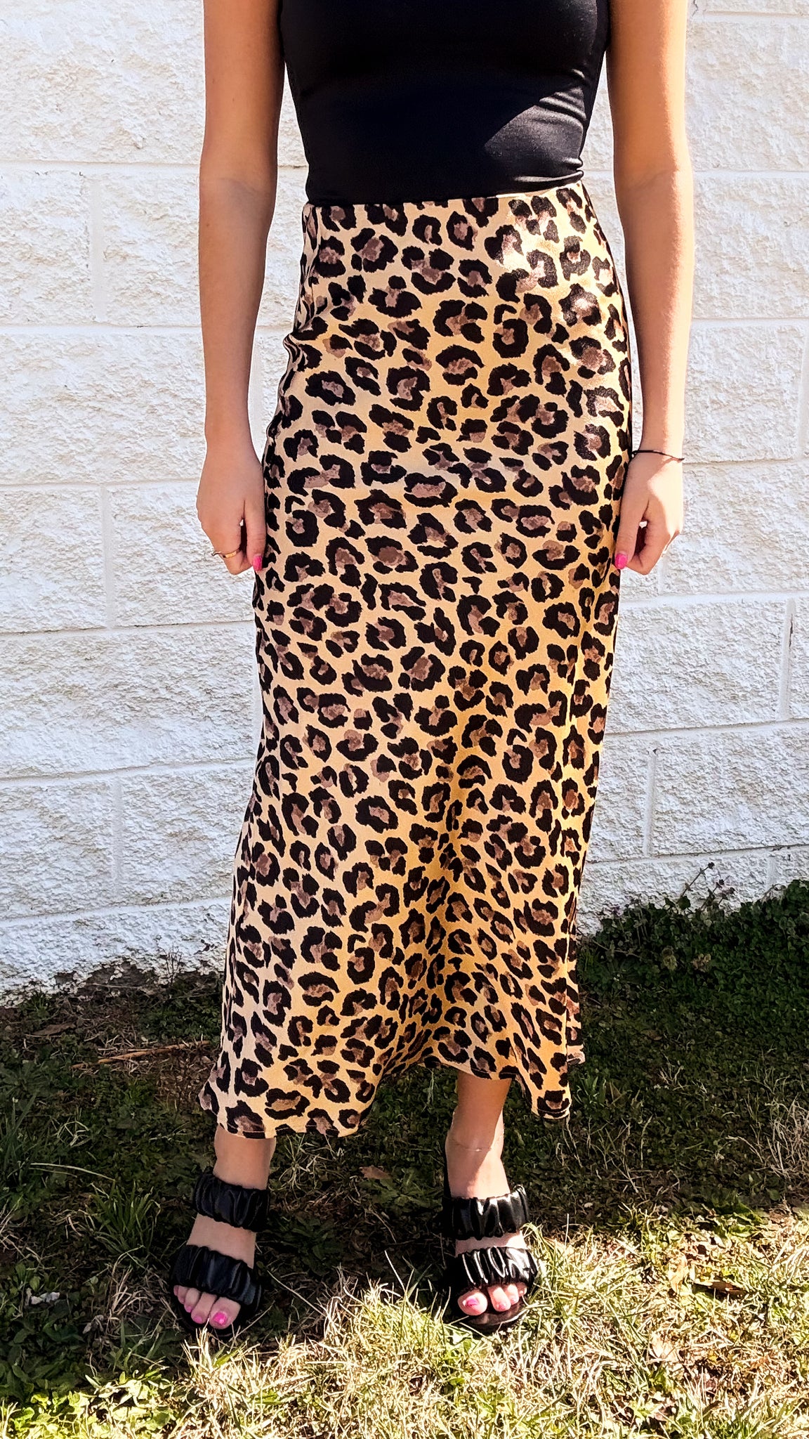 Leopard Legacy Satin Midi Skirt