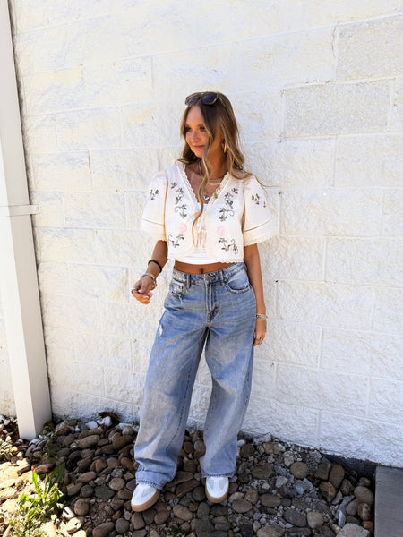 Cedar Blossom Embroidered Blouse