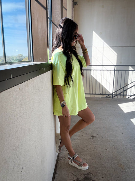 Free People - Hot Shot Tee Romper - SOUR CITRUS