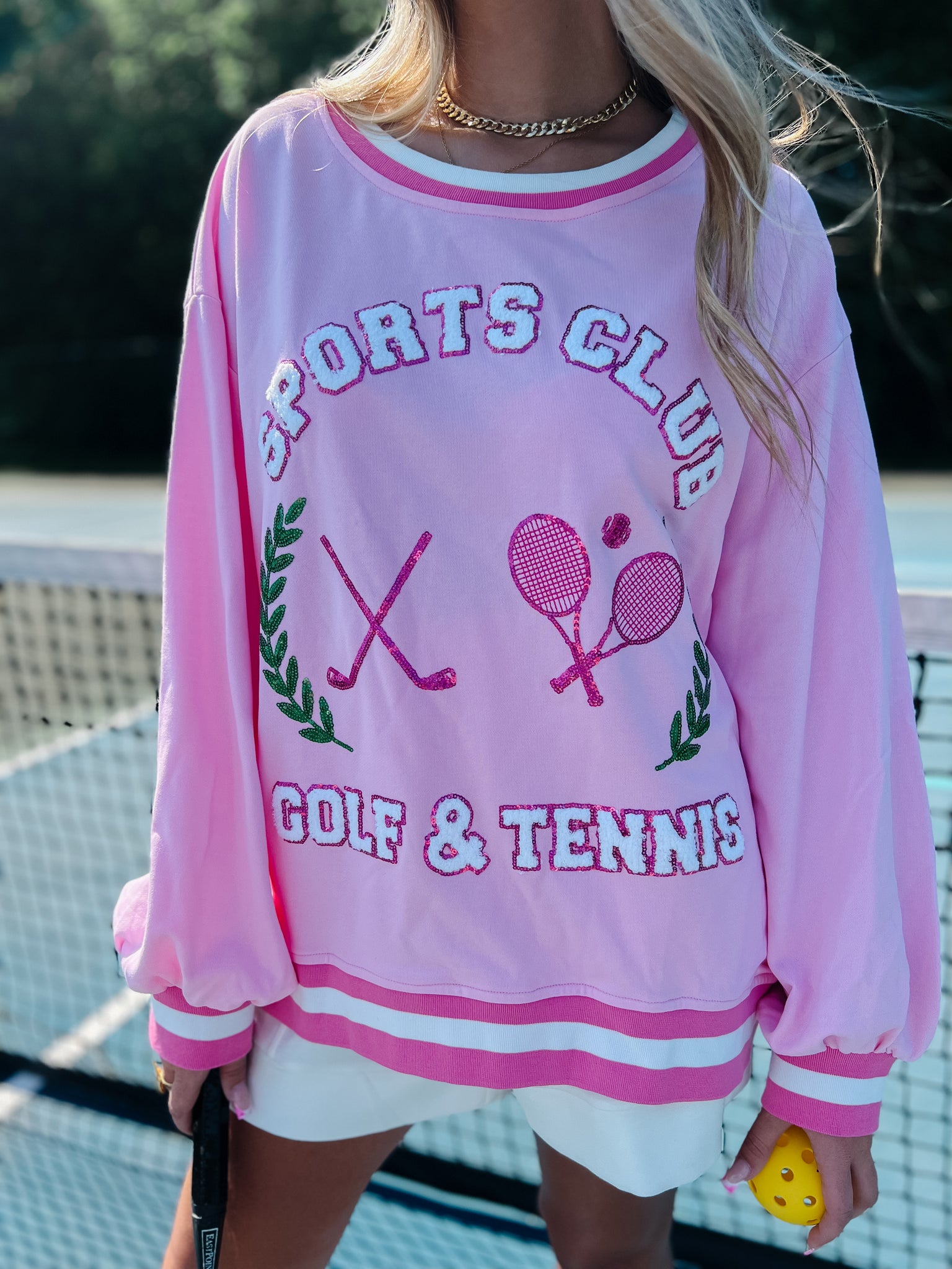 "Sports Club" Sequin Patch Sweatshirt