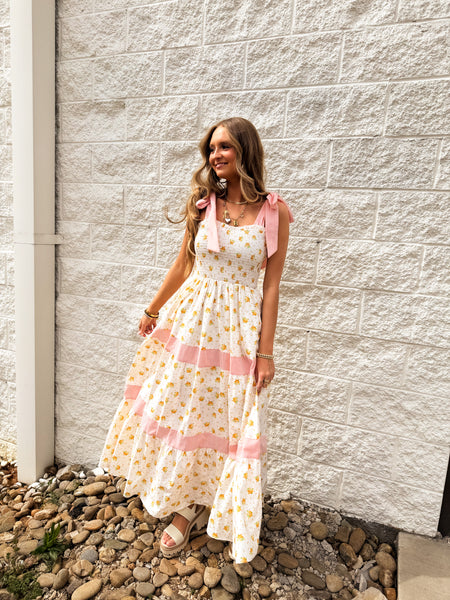 Citrus Blossom Maxi Dress - Orange