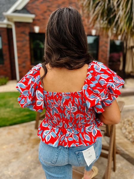 THML - Freedom Blooms Ruffle Top