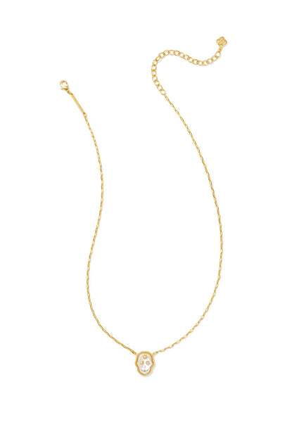 Kendra Scott - Skeleton Short Pendant Gold Necklace - IVORY MOTHER OF PEARL