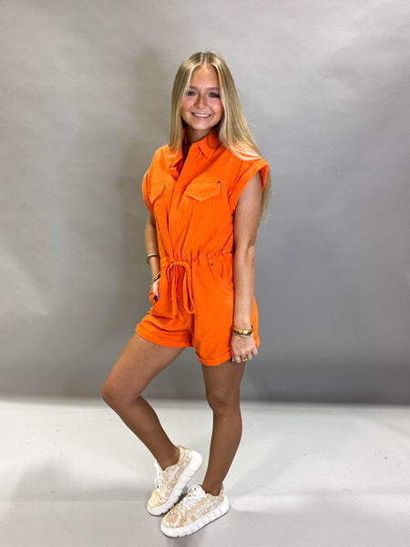 Orange You Glad Linen Romper