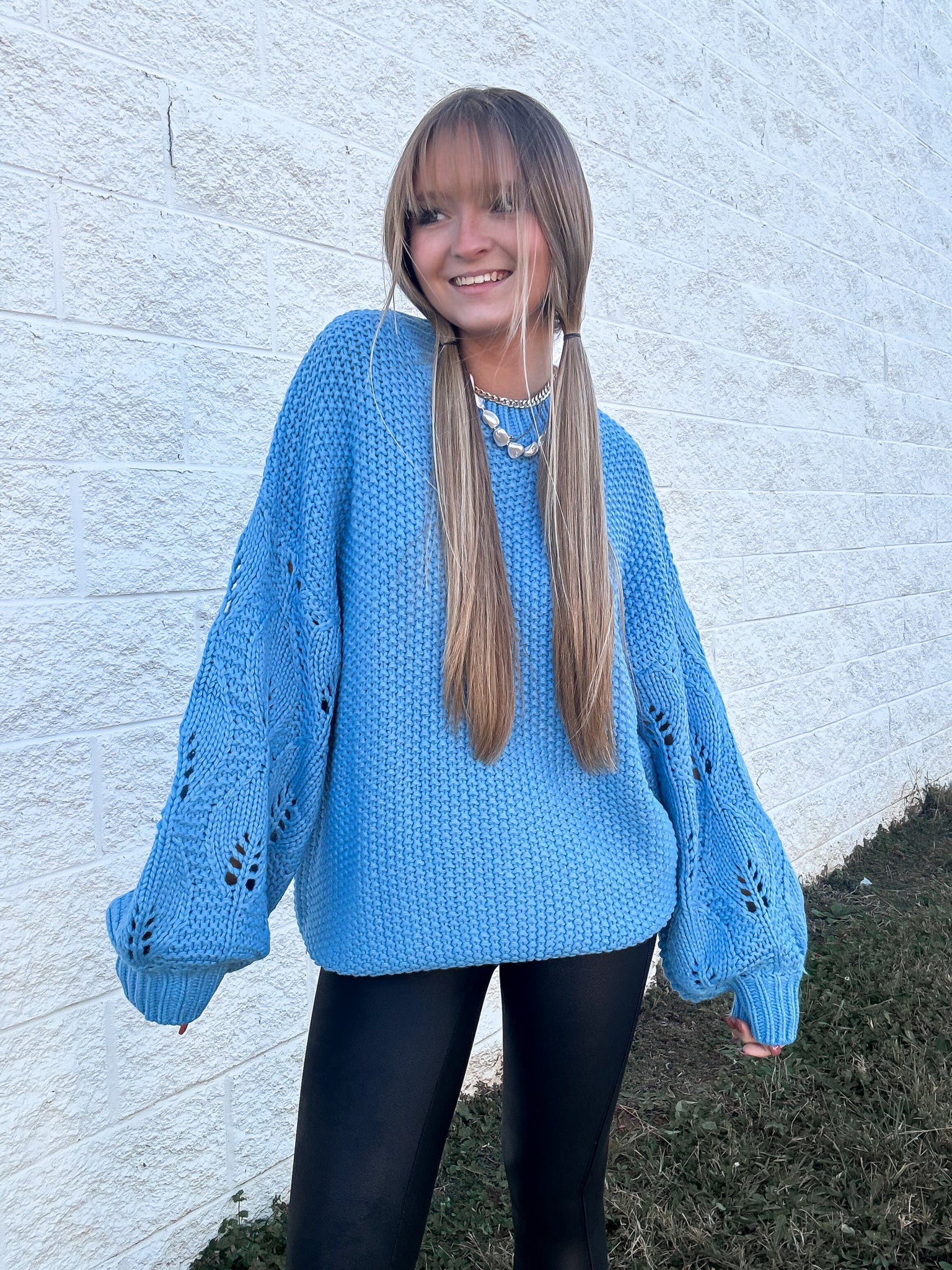 Winter Blues Cozy Knit Sweater