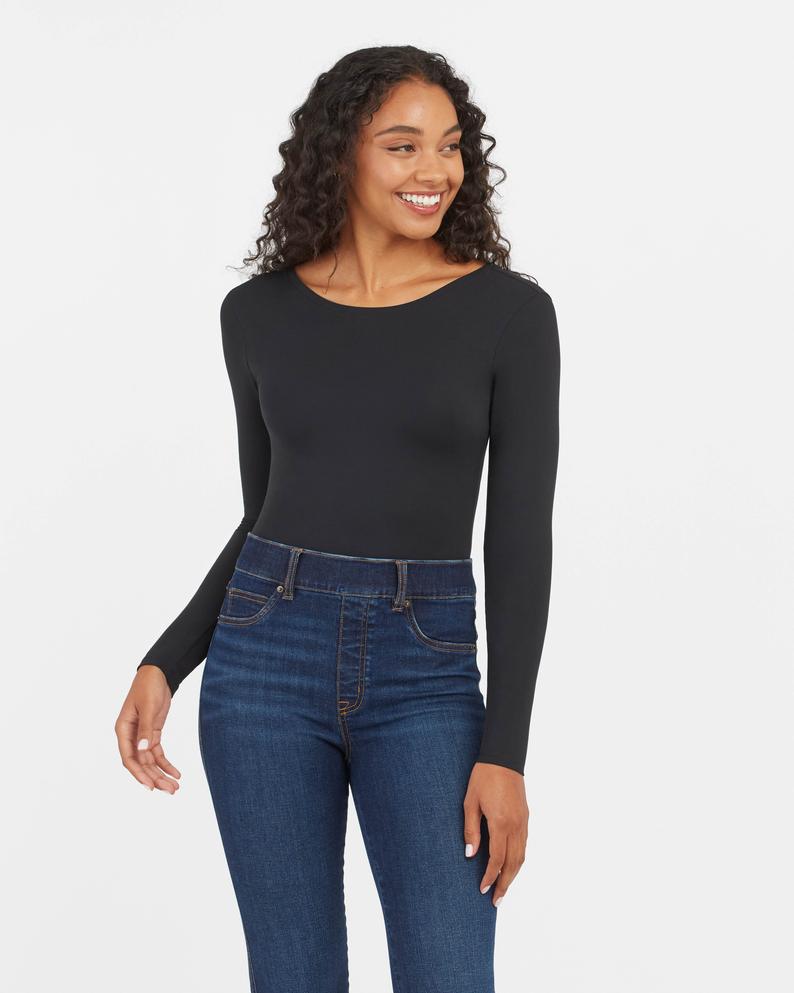 Spanx Suit Yourself Long Sleeve Scoop Neck Bodysuit Yes Doll Boutique LLC