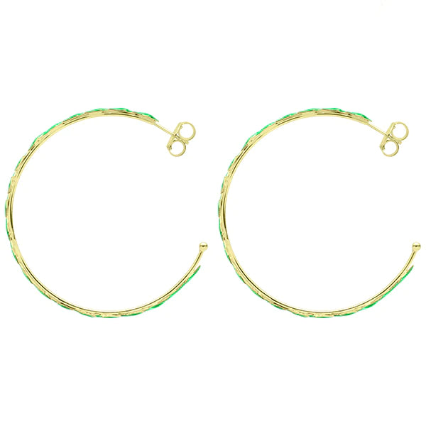 Sheila Fajl Small Corona Star Hoops GREEN RESIN Yes Doll Boutique LLC